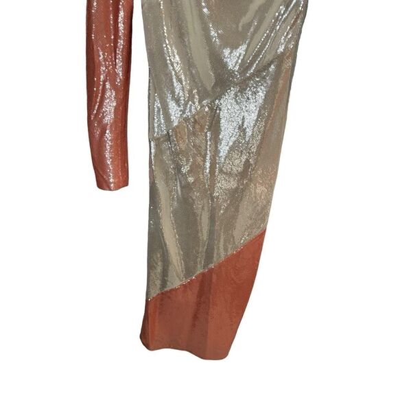 Diane Von Furstenberg BIAS STRIPE SEQUIN ONE SHOULDER SHEATH DRESS sz 4 - Picture 13 of 16